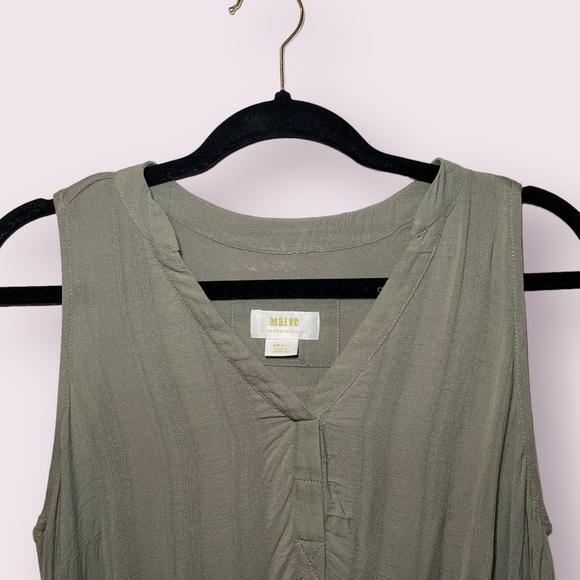 Maeve By Anthropology Olive Green V-Neck Tank Womens Size Small - Picture 4 of 7